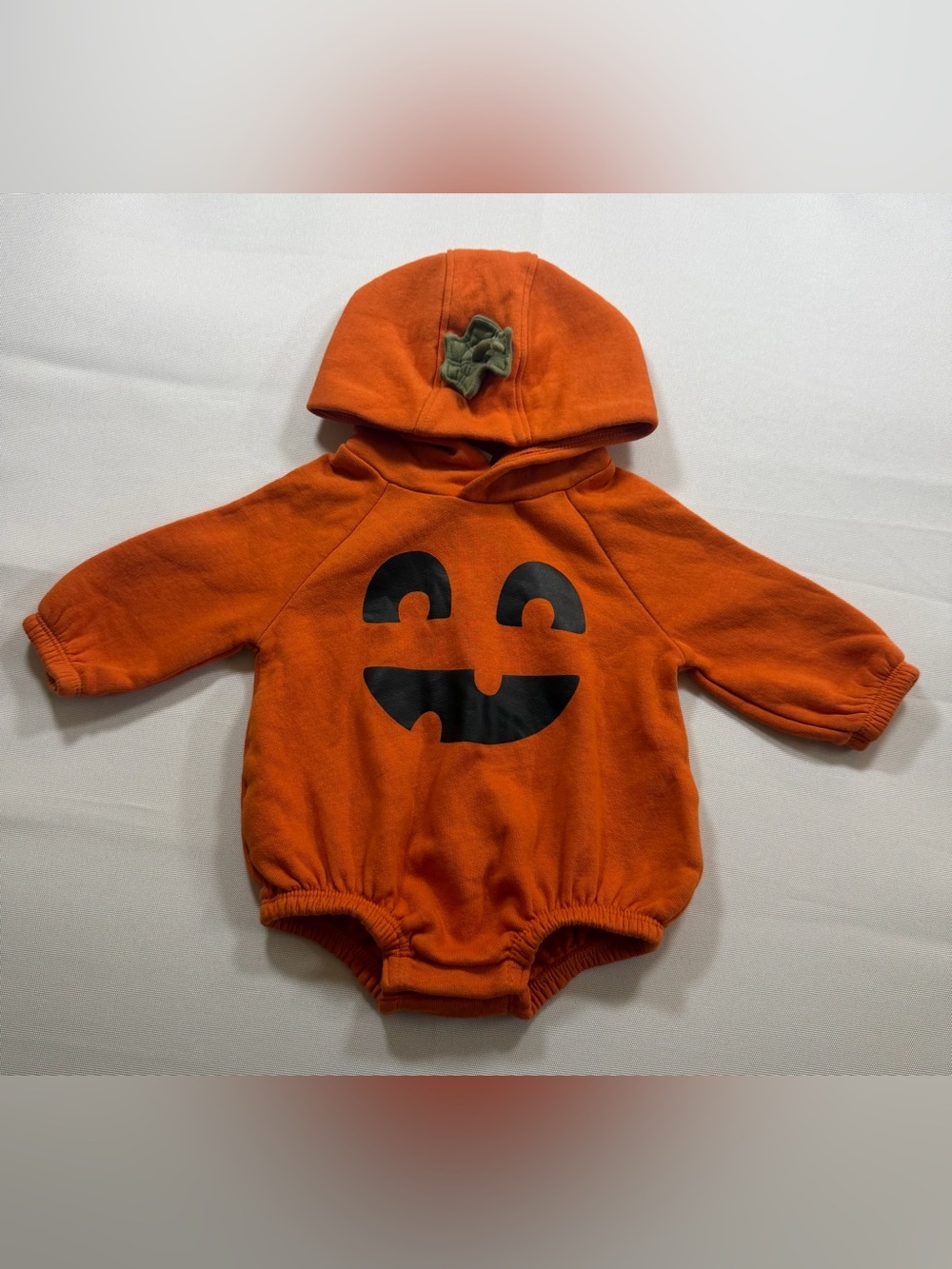 Old Navy Baby 3-6M Pumpkin Jack O Lantern Hooded Halloween Romper